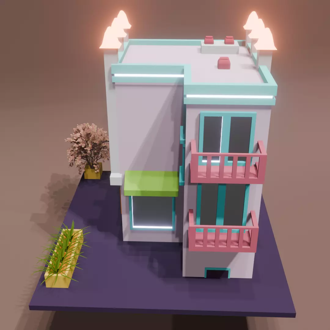 LOW POLY BUILDING Low-poly 3D model_0