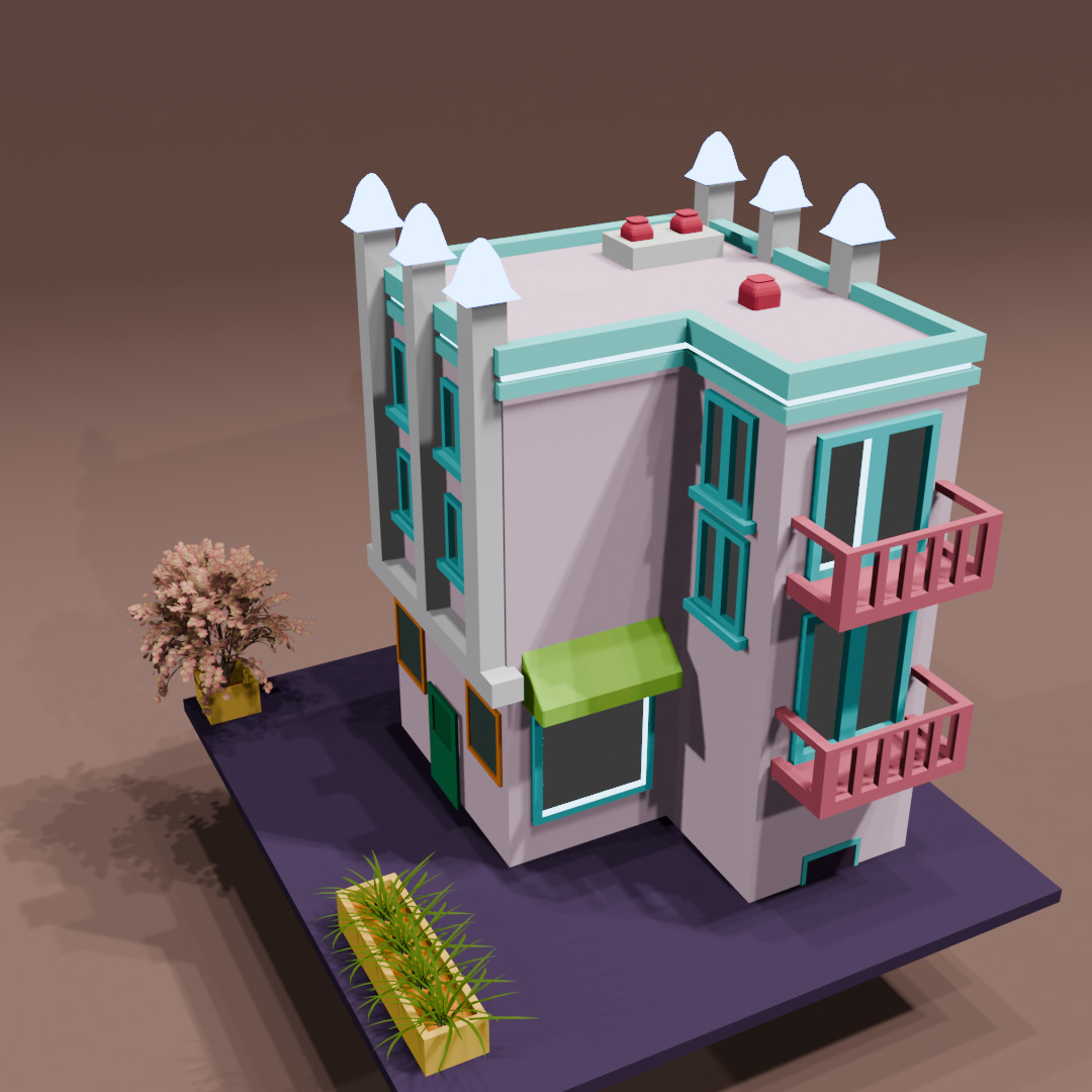 LOW POLY BUILDING Low-poly 3D model_9