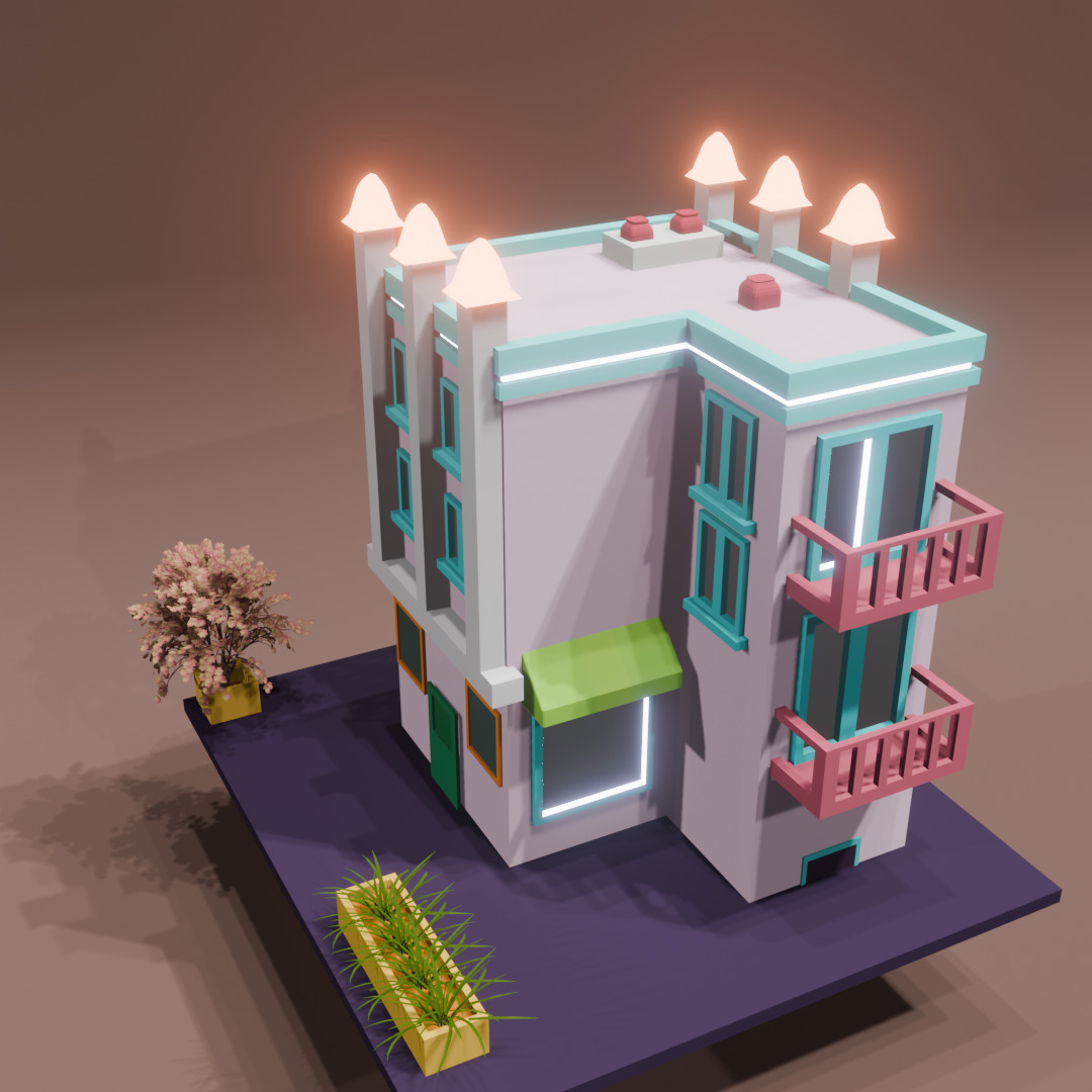 LOW POLY BUILDING Low-poly 3D model_6