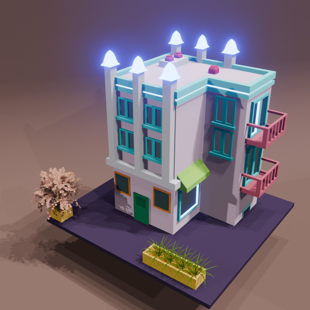 LOW POLY BUILDING Low-poly 3D model_19