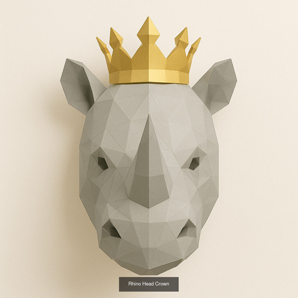 Animal Head Origami Sculpture 3D Model Collection_5