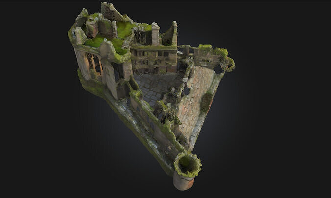 Ancient Fortress Ruins  Crumbling Stronghold Model for Fantasy 3D model 4