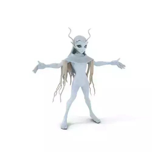 Mystical Elf with Antlers Rigged and Animated