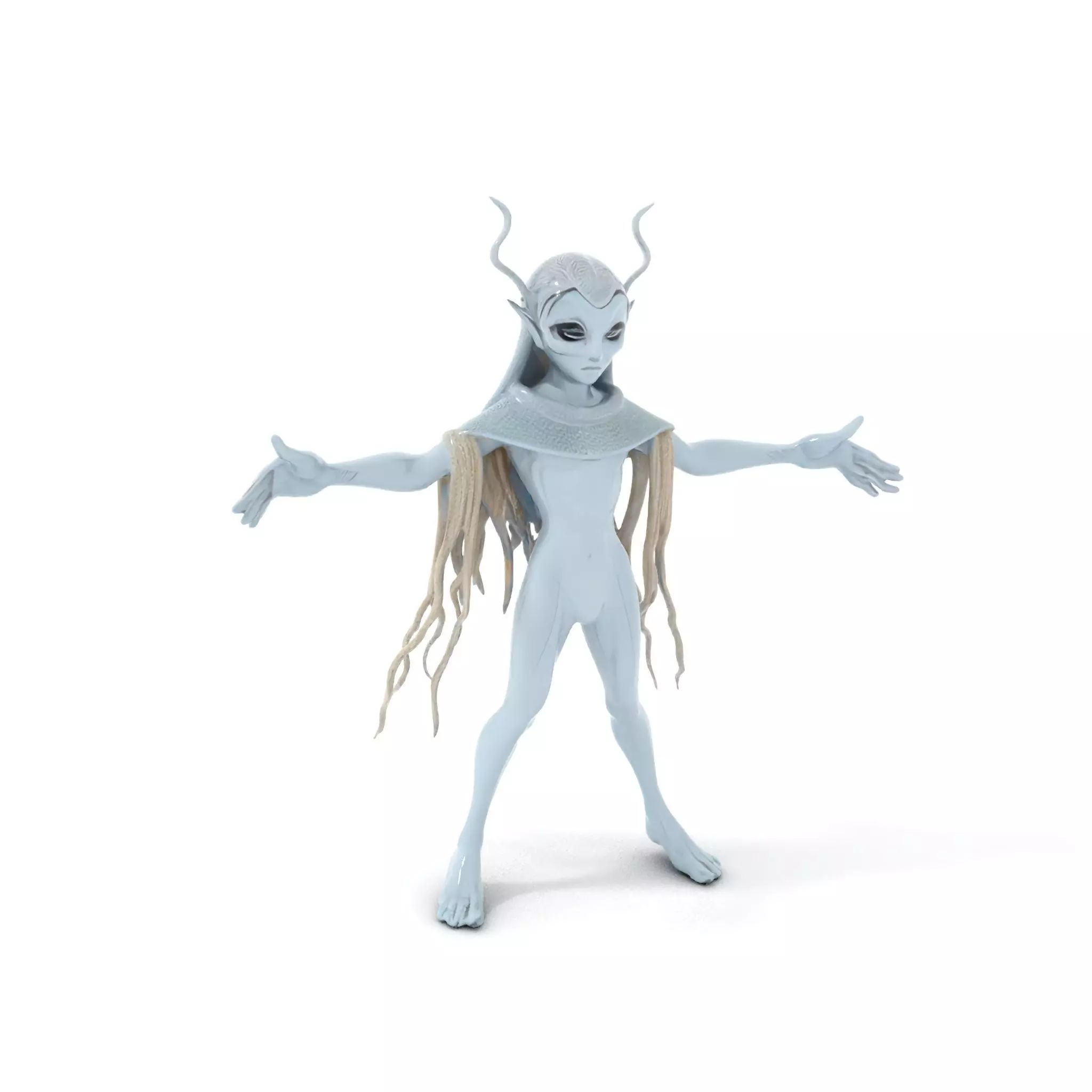 Mystical Elf with Antlers Rigged and Animated Low-poly 3D model