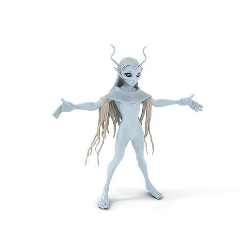 Ethereal Horned Elf Character Model Rigged and Animated Low-poly 3D model
