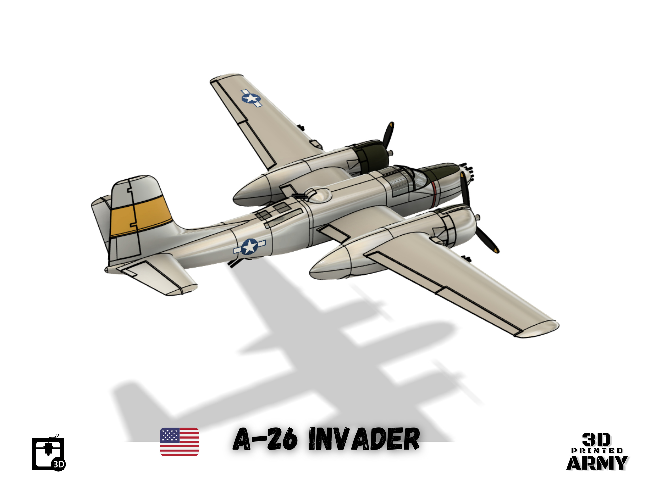 Douglas A-26 Invader - 3D printing files - 1-66 th scalemodel 3D print model_3