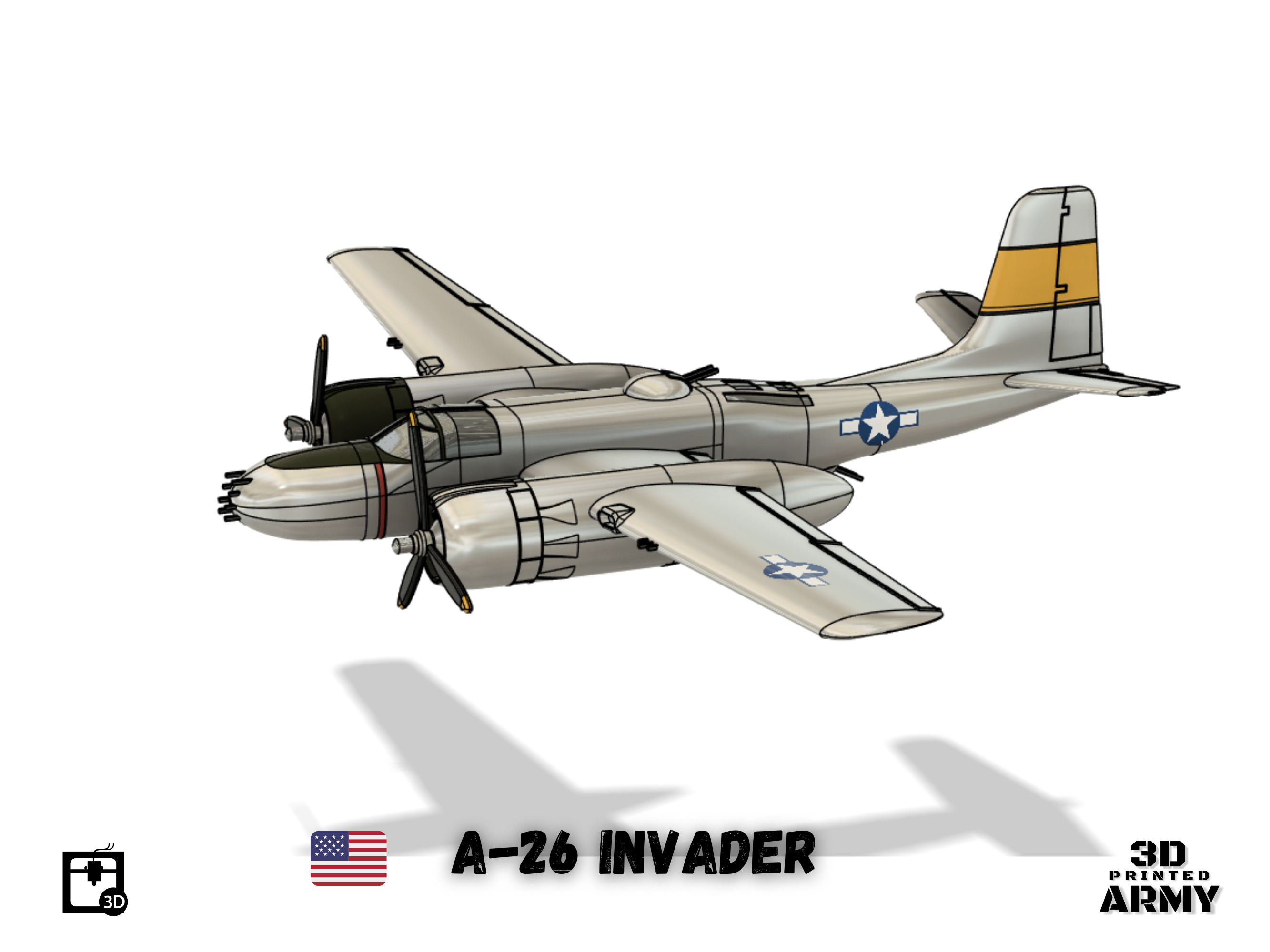 Douglas A-26 Invader - 3D printing files - 1-66 th scalemodel 3D print model_2