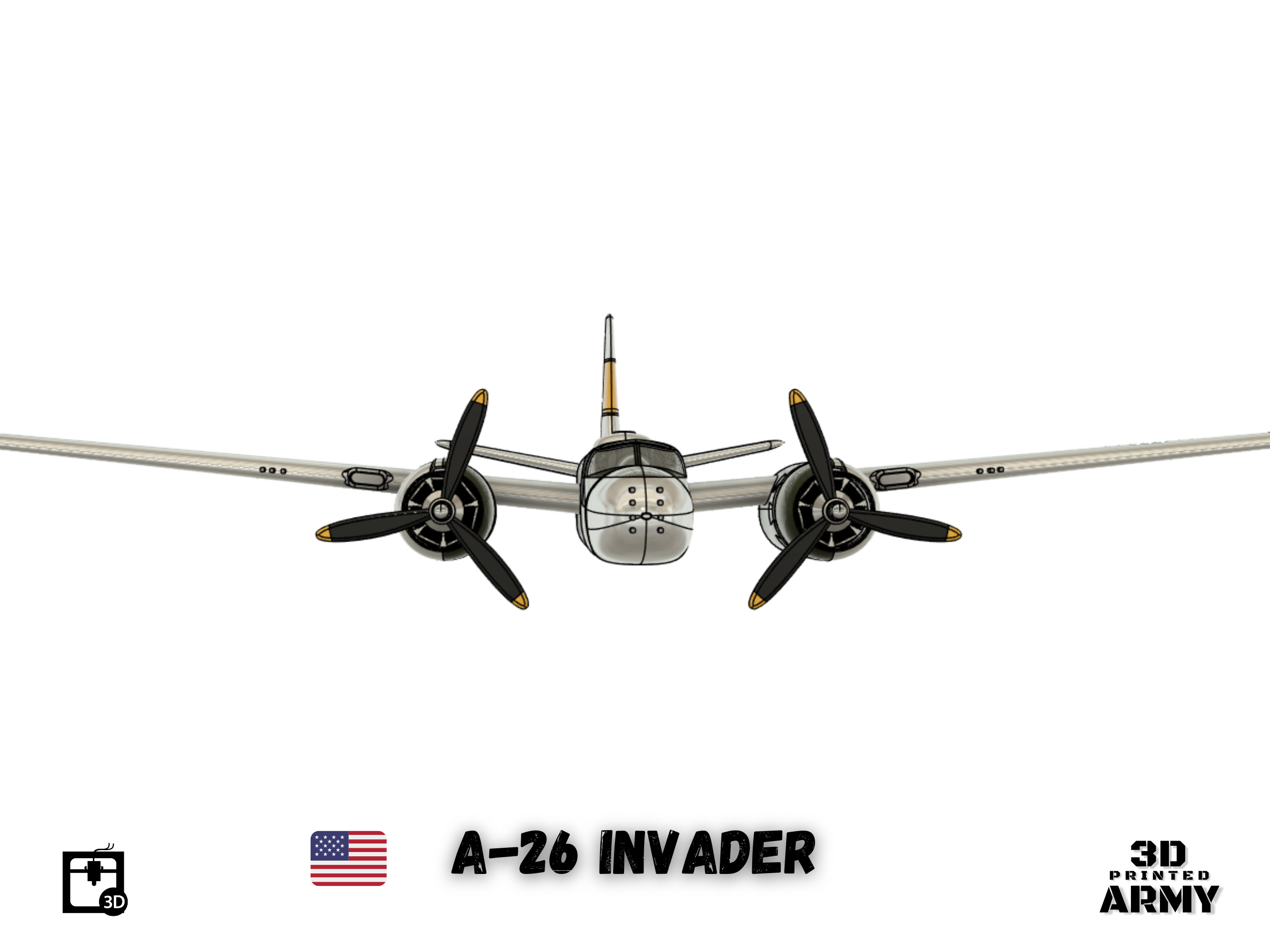 Douglas A-26 Invader - 3D printing files - 1-66 th scalemodel 3D print model_5