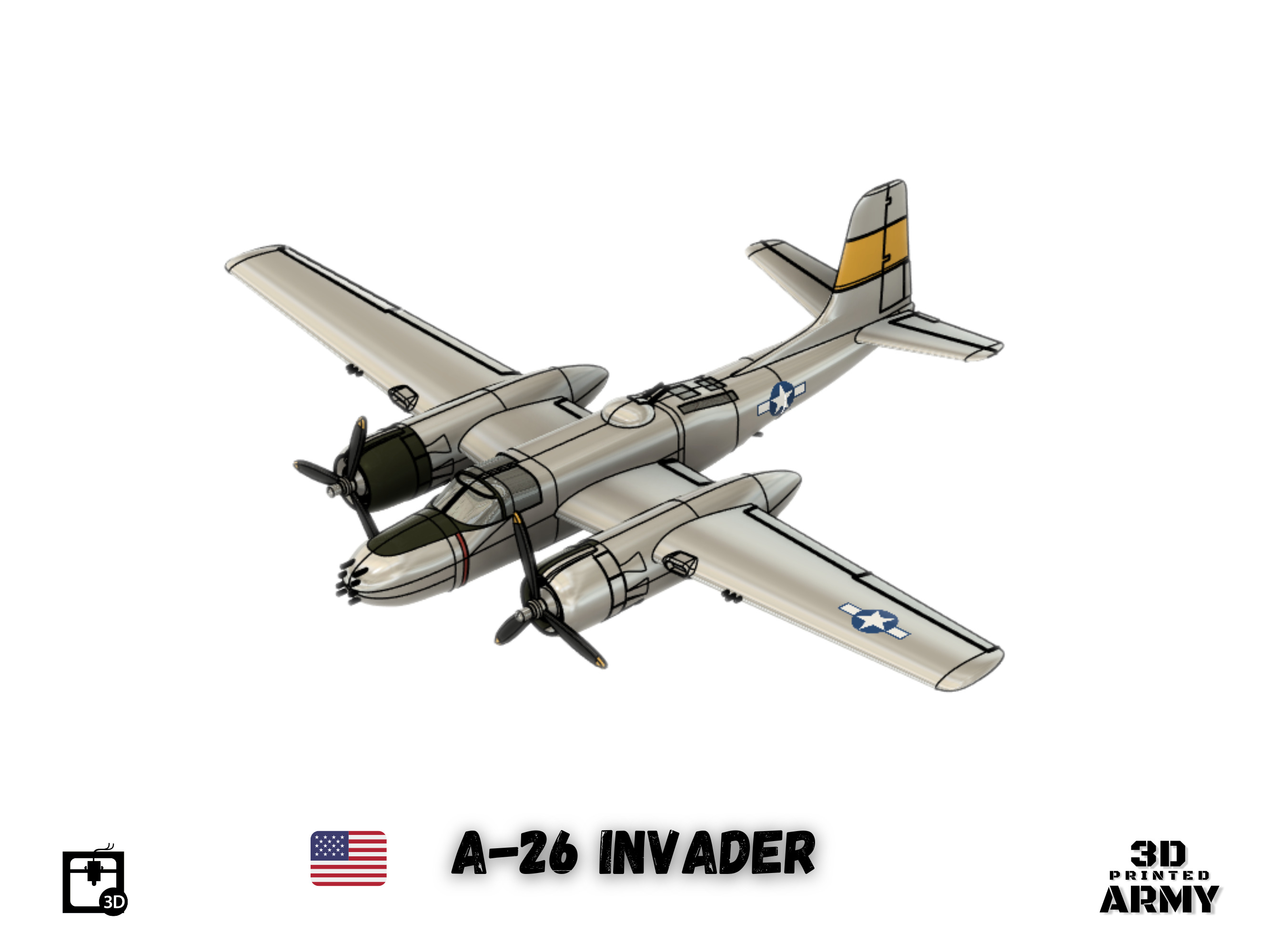 Douglas A-26 Invader - 3D printing files - 1-66 th scalemodel 3D print model_1