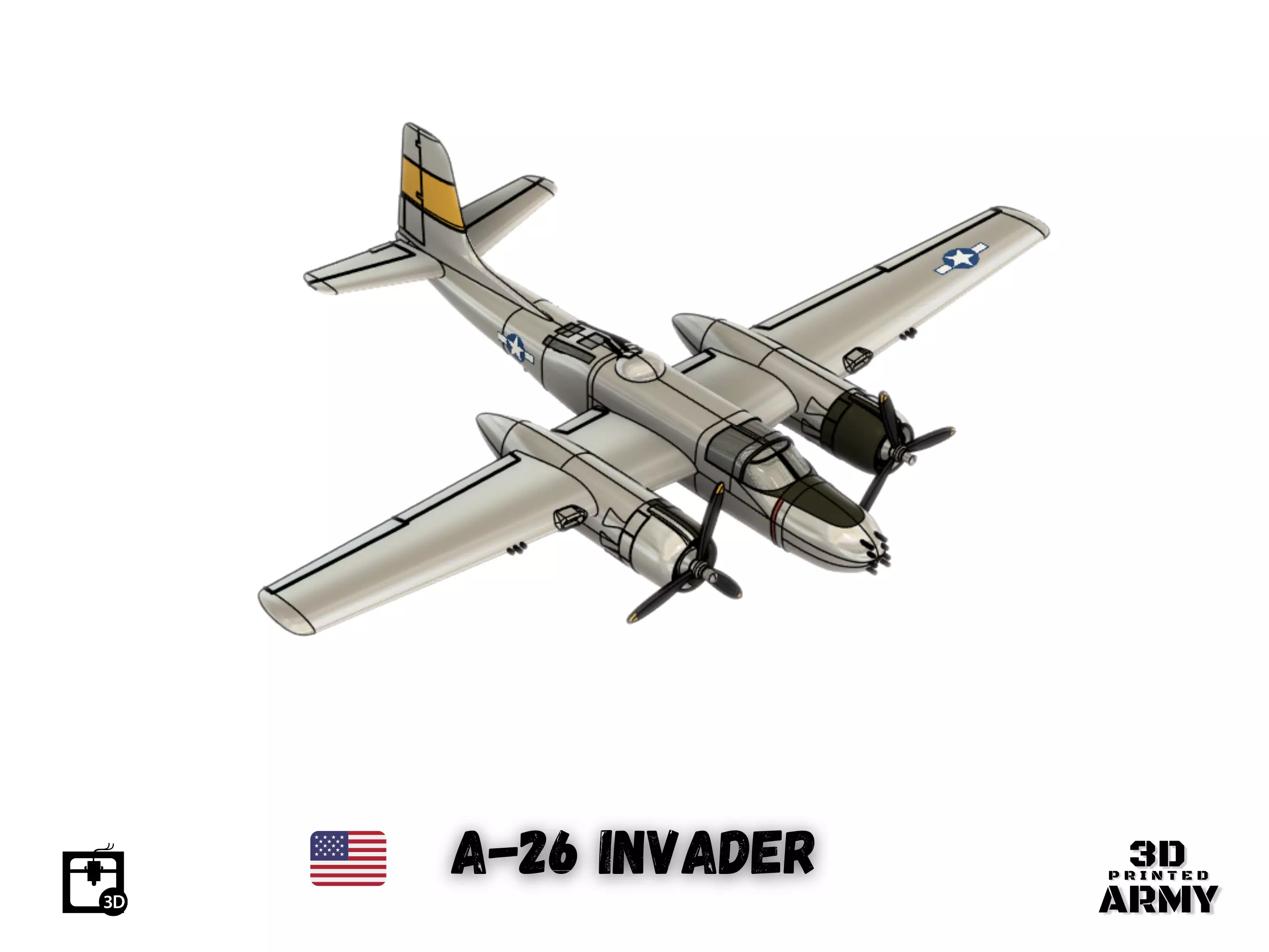 Douglas A-26 Invader - 3D printing files - 1-66 th scalemodel 3D print model_0