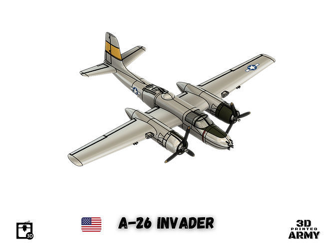 Douglas A-26 Invader - 3D printing files - 1-66 th scalemodel  3D print model