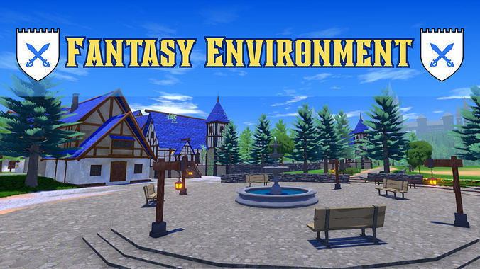Fantasy Medieval Environment  GAME READY  Low-poly 3D model