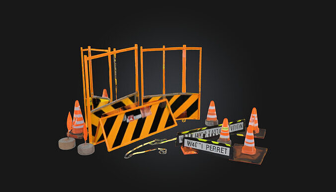Safety Barrier Arrangement  Modular Safety Barrier 3D model 3