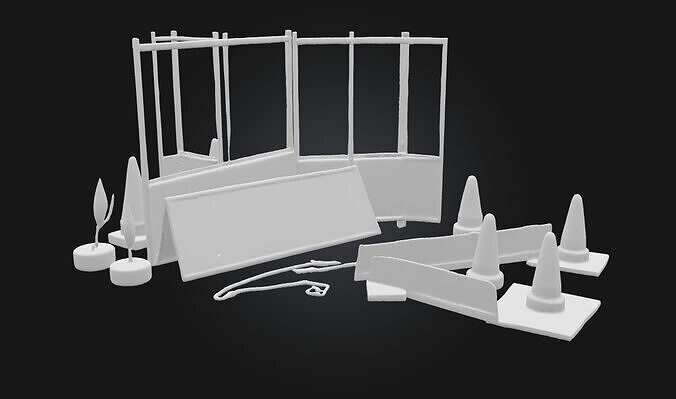 Safety Barrier Arrangement  Modular Safety Barrier 3D model 6