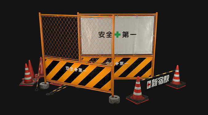 Safety Barrier Arrangement  Modular Safety Barrier 3D model 4