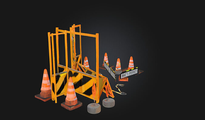 Safety Barrier Arrangement  Modular Safety Barrier 3D model 2