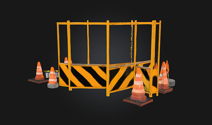 Safety Barrier Arrangement  Modular Safety Barrier 3D model 5