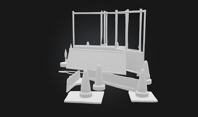 Safety Barrier Arrangement  Modular Safety Barrier 3D model 7