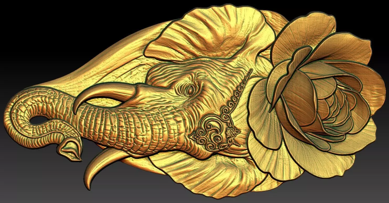 Rose and Elephant CNC Relief Model 3D print model
