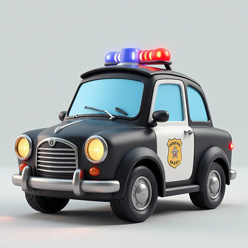 Classic Cartoon Police Car Low-poly 3D model