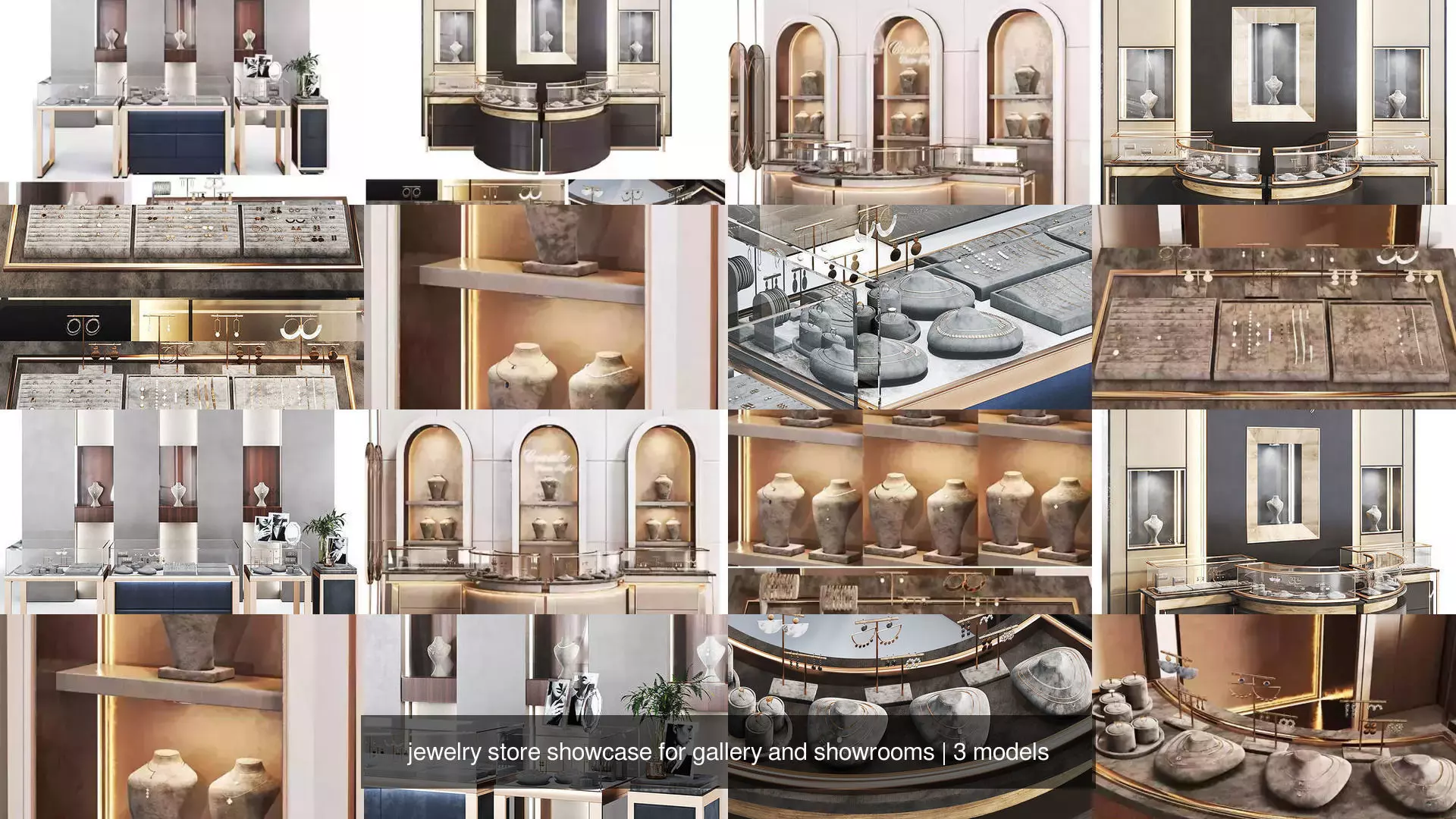 jewelry store showcase for gallery and showrooms 3D Model Collection_0