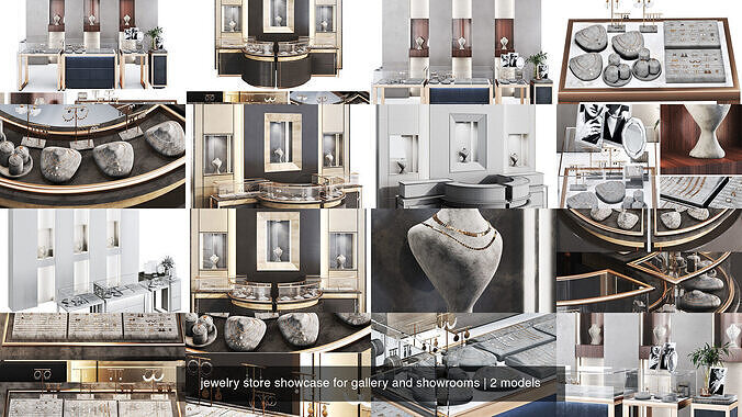  jewelry store showcase for gallery and showrooms 3D Model Collection