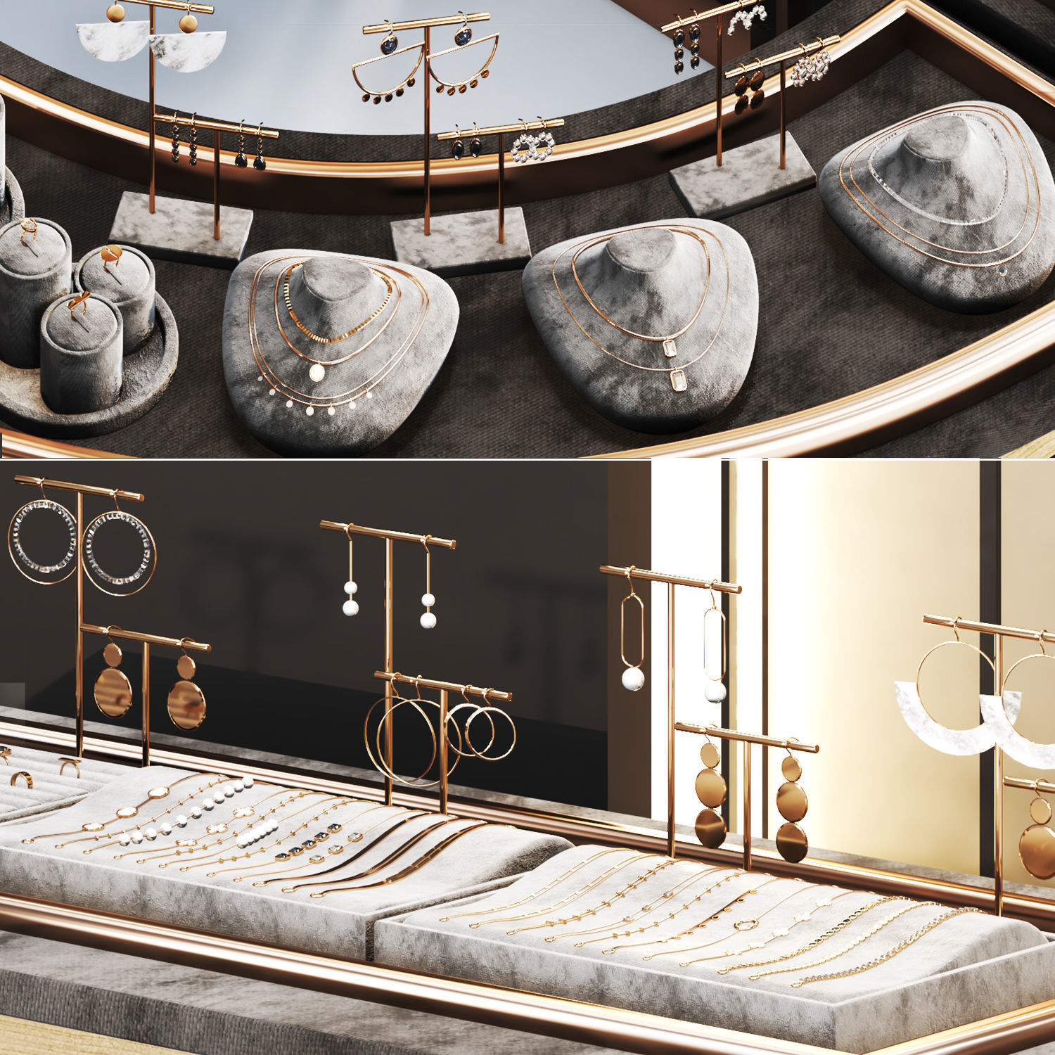 jewelry store showcase for gallery and showrooms 3D Model Collection_5