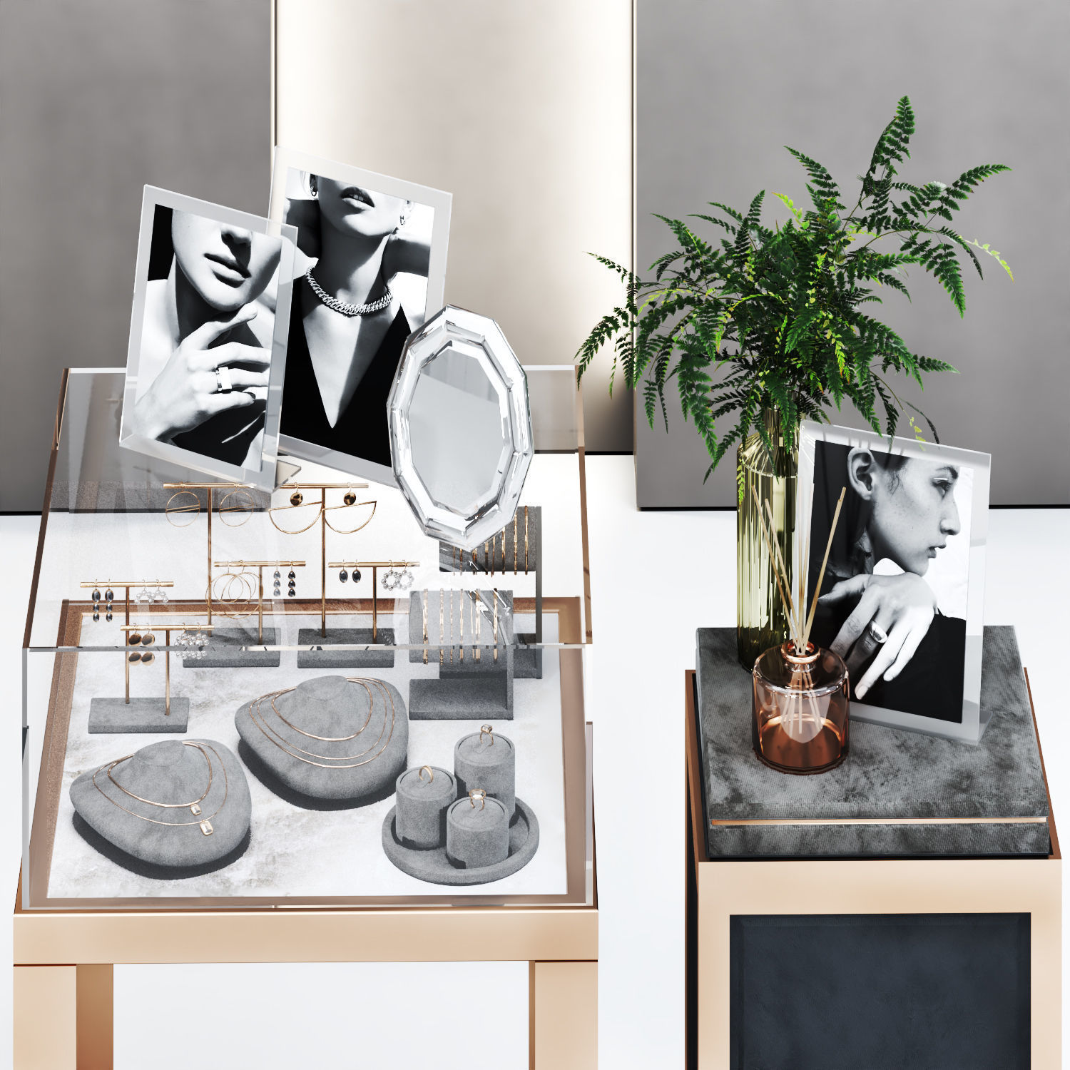 jewelry store showcase for gallery and showrooms 3D Model Collection_14