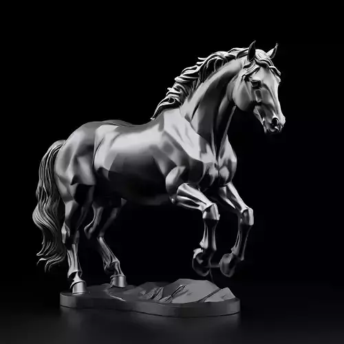 Prancing Horse Statue 3D Model Low-poly 3D model