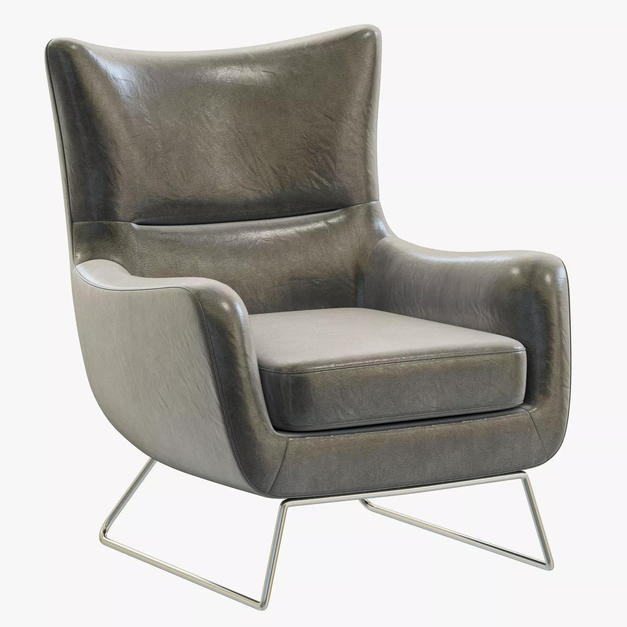 RH Modern Liam Leather Chair 3D model_0