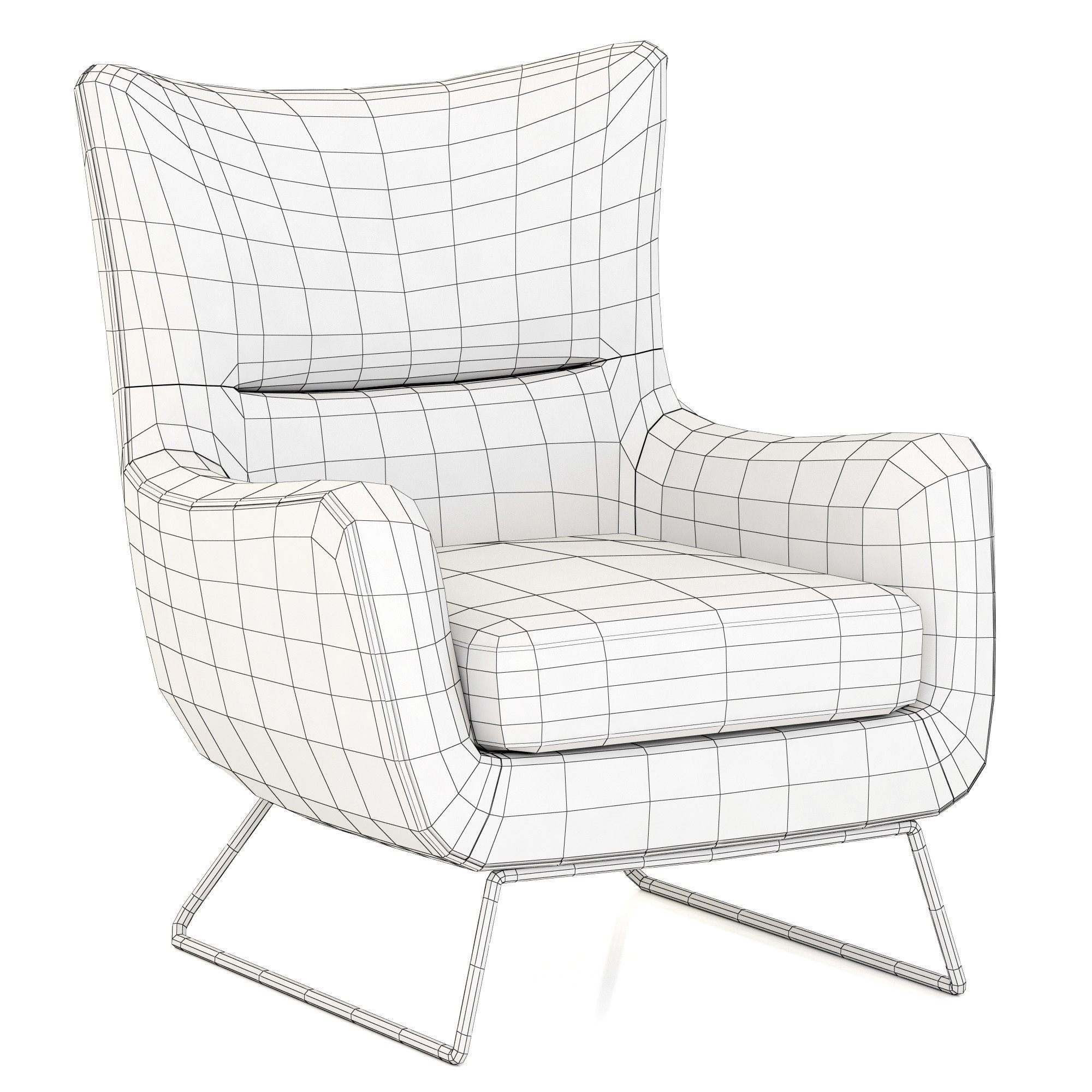 RH Modern Liam Leather Chair 3D model_7