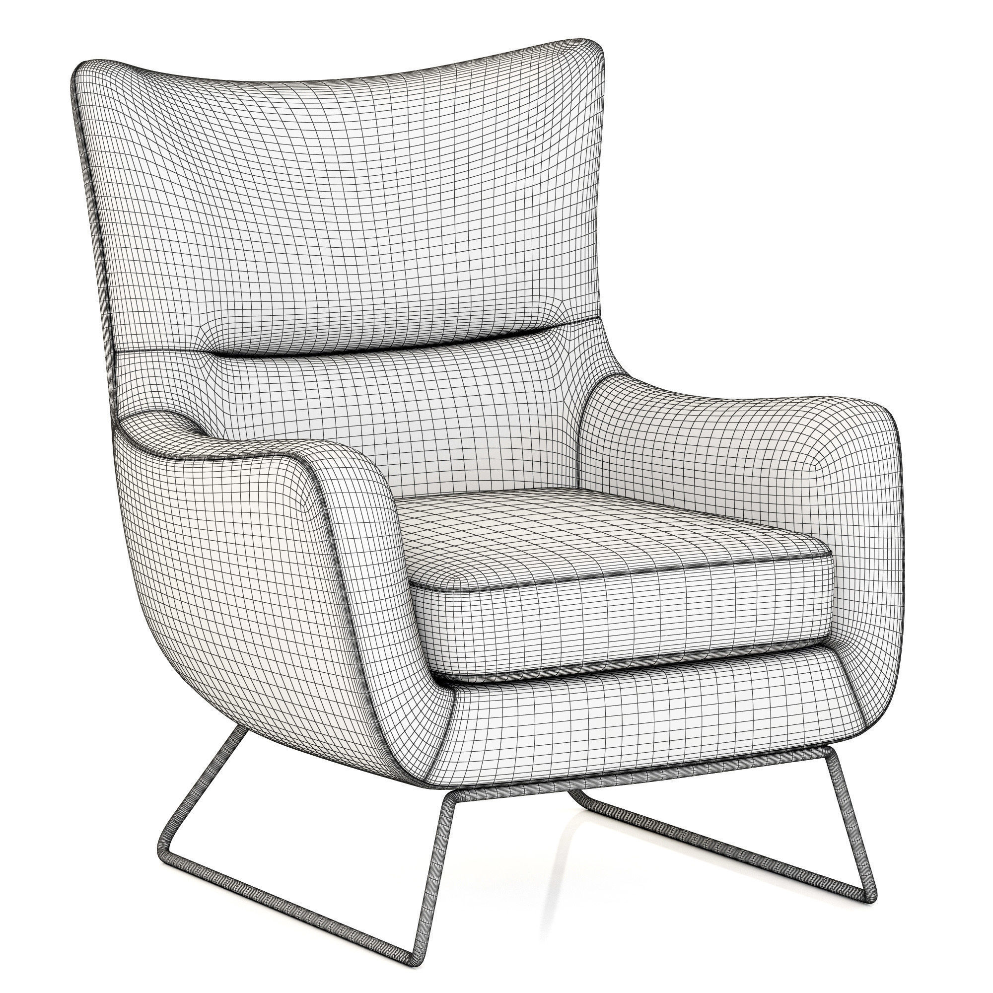 RH Modern Liam Leather Chair 3D model_6
