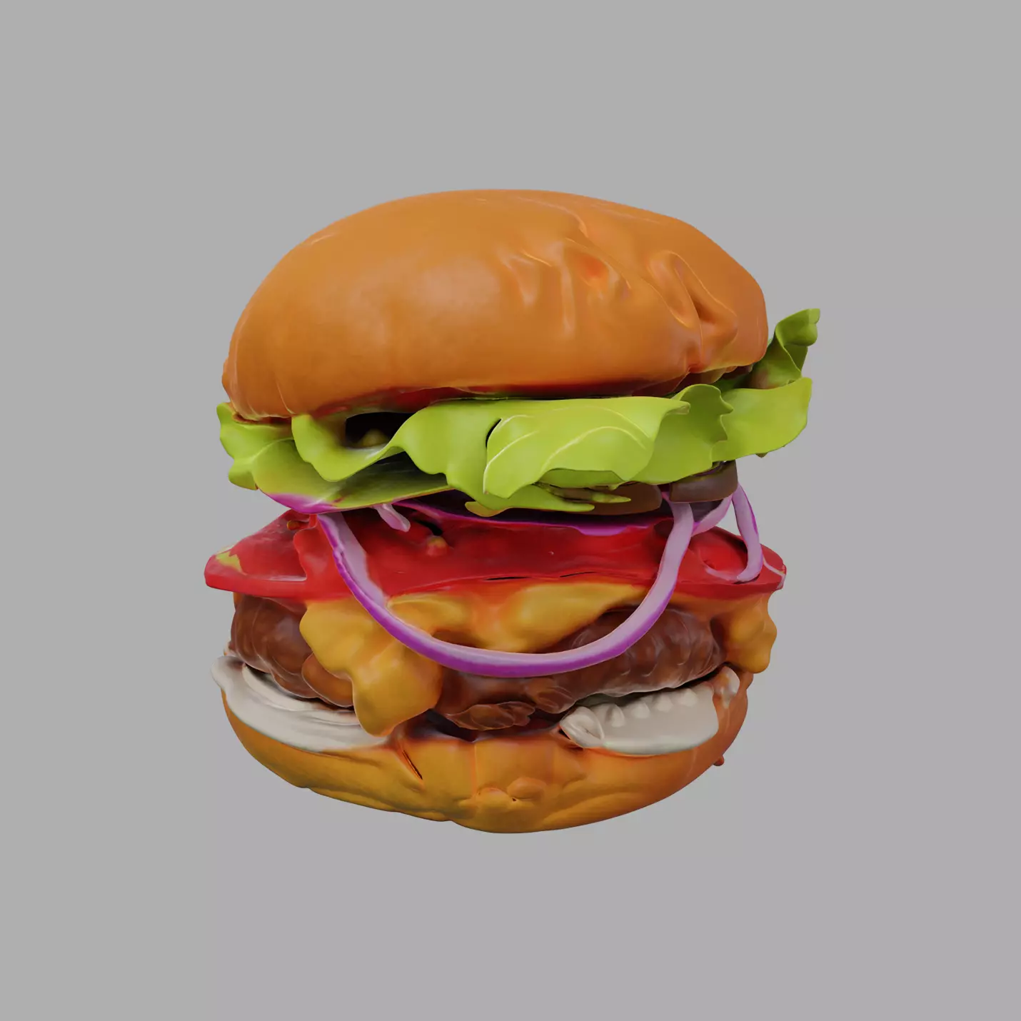 Realistic 3D Burger Model High-Quality Food Asset Free 3D model