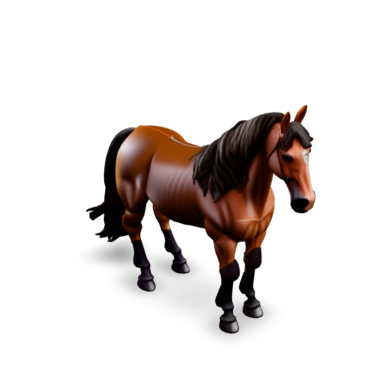 Realistic Chestnut Horse 3D Model Low-poly 3D model_2