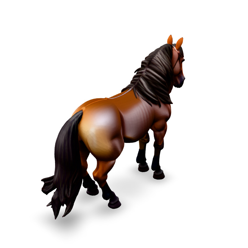 Realistic Chestnut Horse 3D Model Low-poly 3D model_5