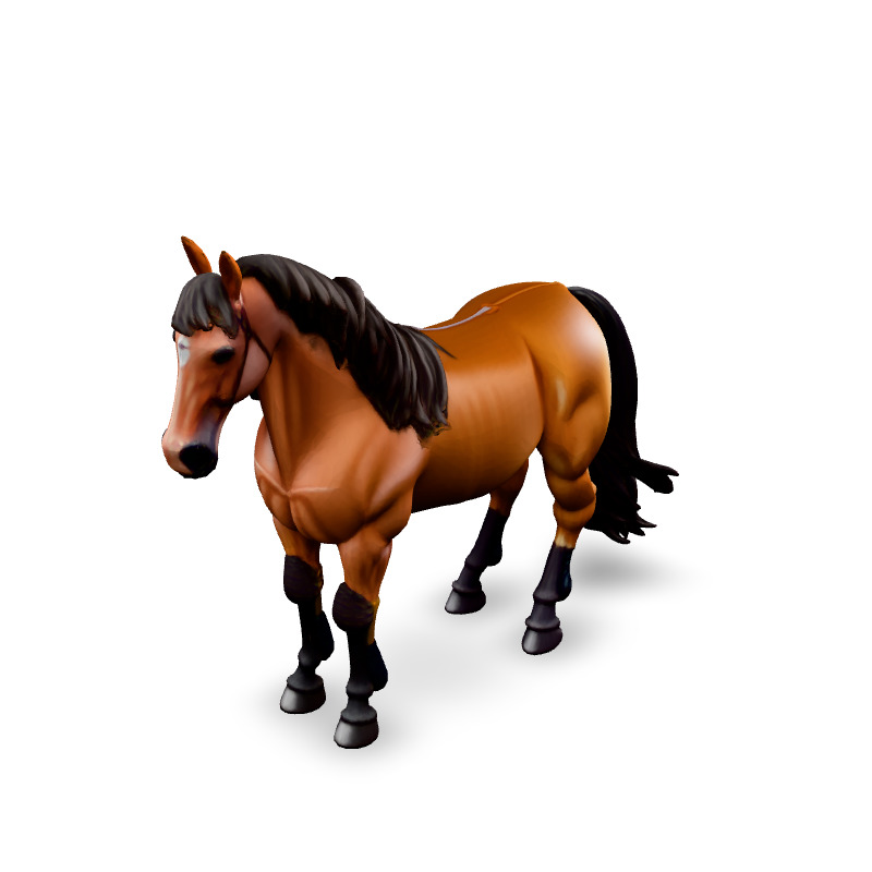Realistic Chestnut Horse 3D Model Low-poly 3D model_1