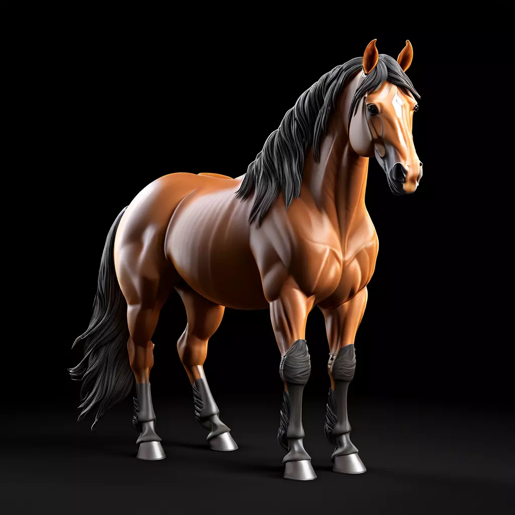 Realistic Chestnut Horse 3D Model Low-poly 3D model_0