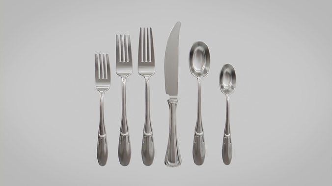 Cutlery Collection Low-poly 3D model
