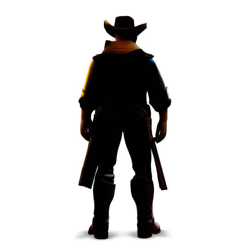 Stylized Western Cowboy Game Character Low-poly 3D model_6