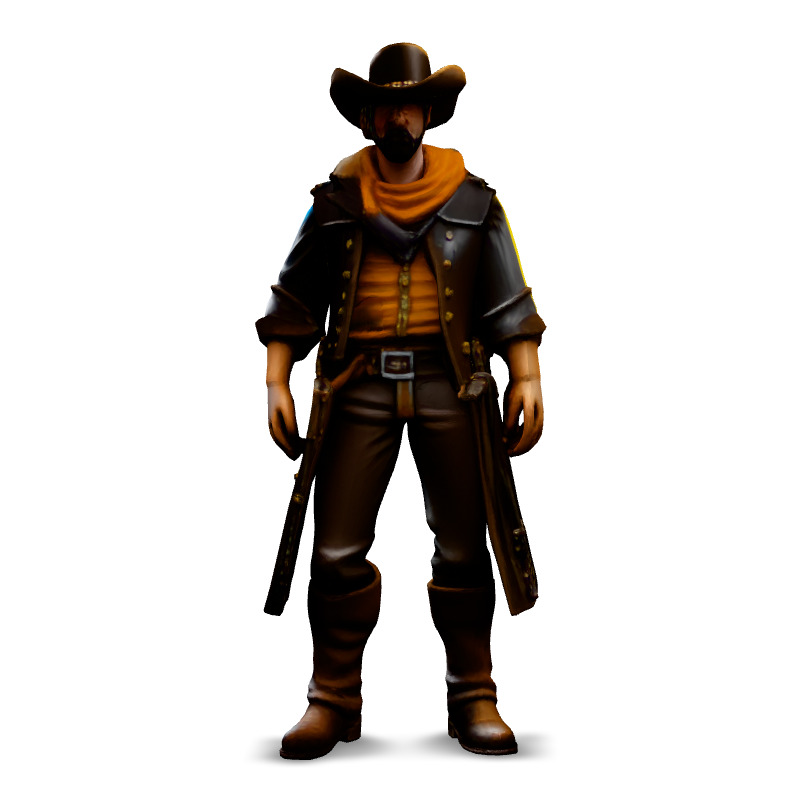 Stylized Western Cowboy Game Character Low-poly 3D model_3
