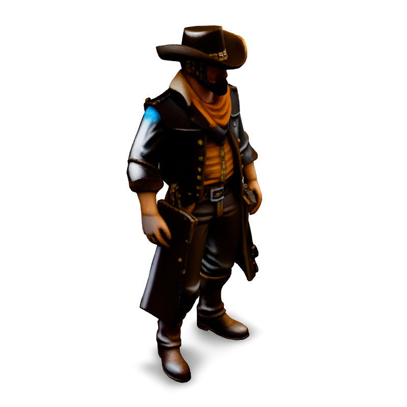 Stylized Western Cowboy Game Character Low-poly 3D model_2