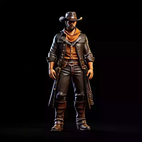Stylized Western Cowboy Game Character Low-poly 3D model