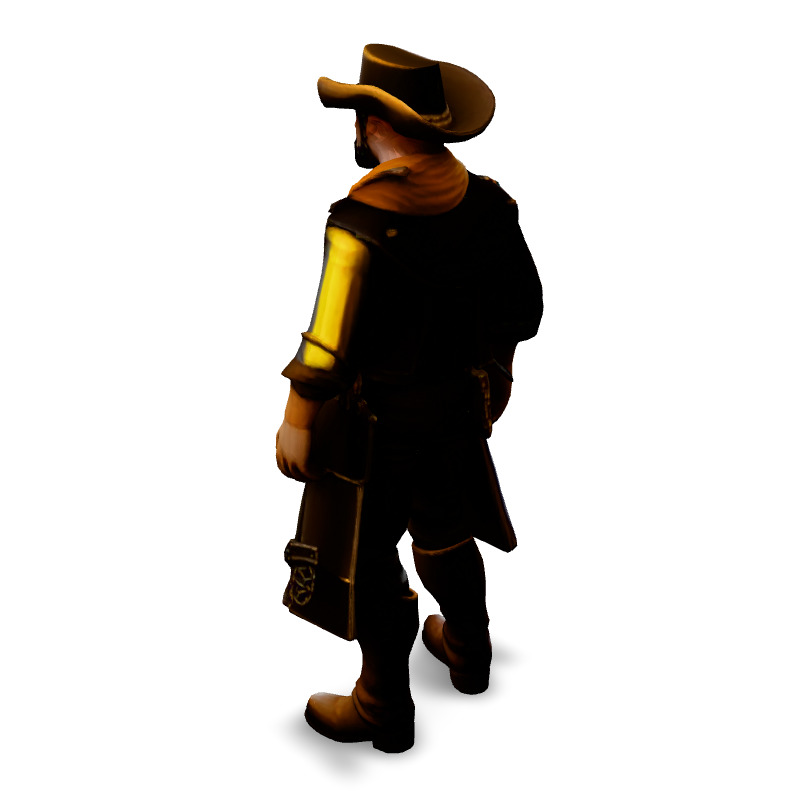 Stylized Western Cowboy Game Character Low-poly 3D model_4