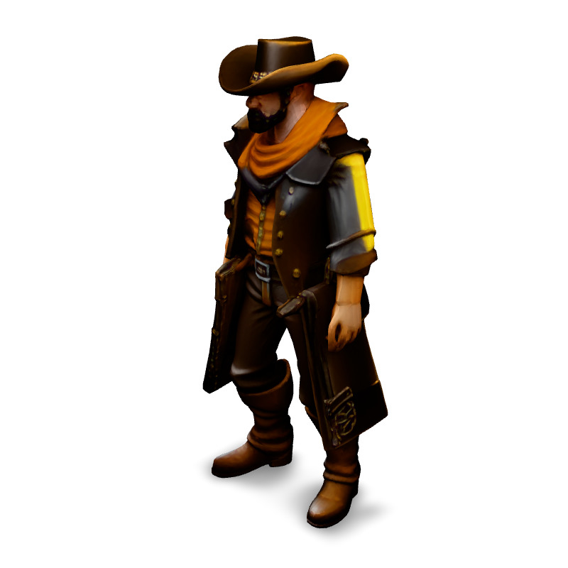 Stylized Western Cowboy Game Character Low-poly 3D model_1