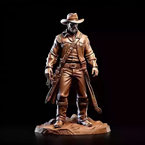 Realistic Wild West Cowboy Figure Low-poly 3D model
