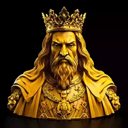 Golden King Bust Majestic 3D Model 3D model
