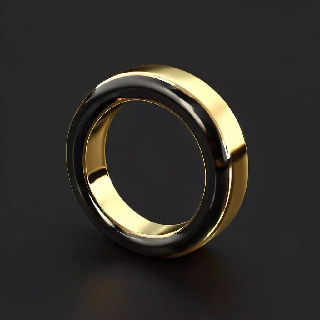 Elegant TwoTone Gold and Black Ring Low-poly 3D model_0
