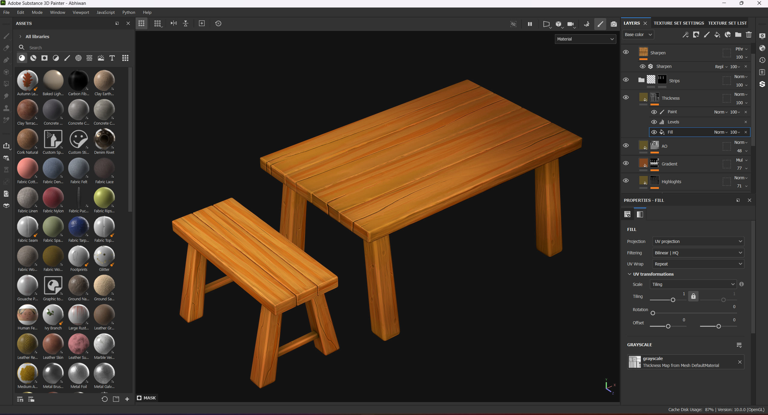 Stylized Table and Bench 3D model Low-poly 3D model_2