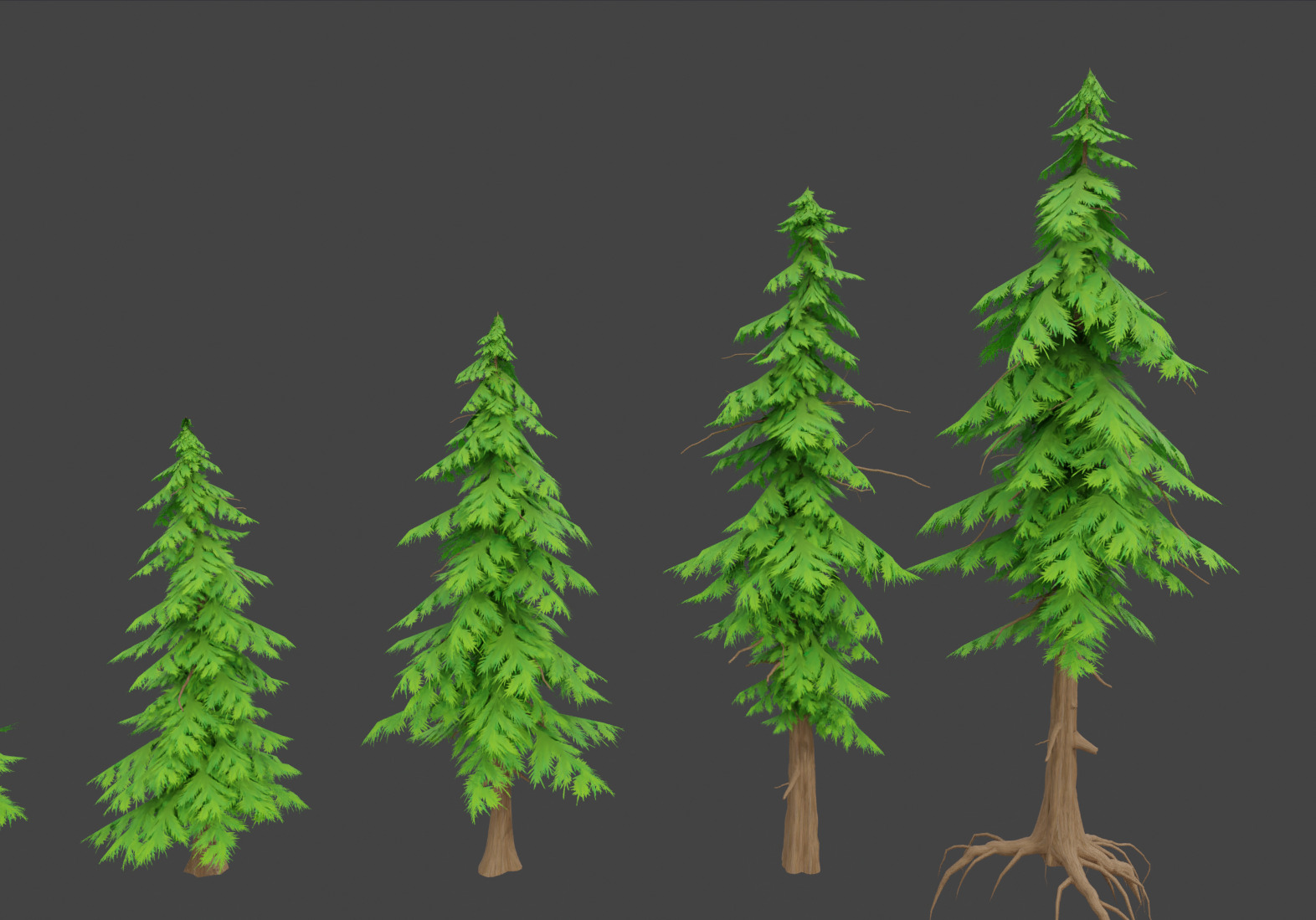 Stylized Pine Tree Flower Vegetation Kit Low-poly 3D model_5