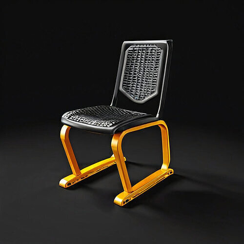 Modern Black and Gold Designer Chair Low-poly 3D model